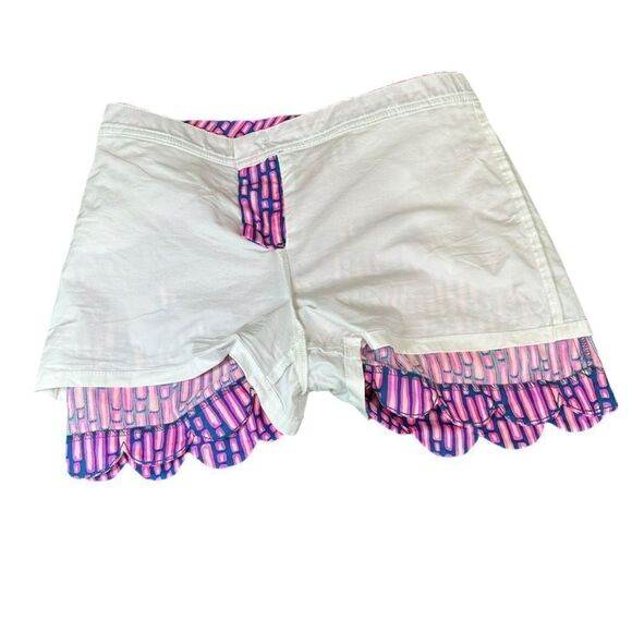 Lilly Pulitzer Colette Scalloped Hem Skort Mandevilla Pink Slathouse Stripe Sz 6 - Picture 9 of 13